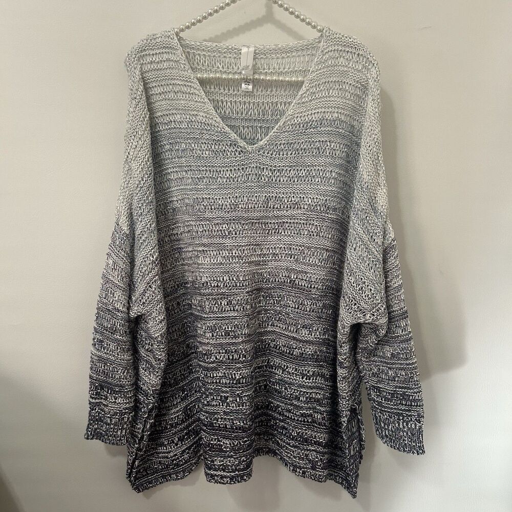 Marla Wynne Collection Ombré Gray Purple Oversized Sweater Size 1X Lagenlook